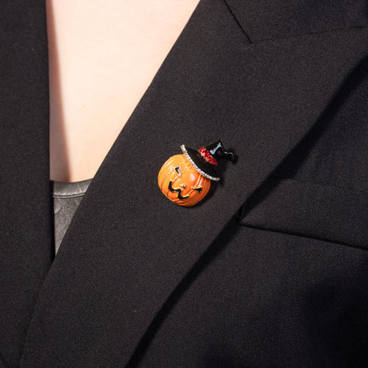 Halloween Pumpkin Enameled Brooch Pin Jewelry