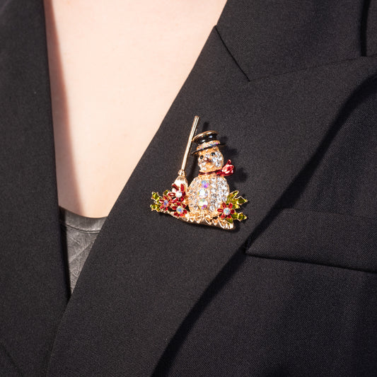 Christmas Snowman Brooch Pin Jewelry with Crystal