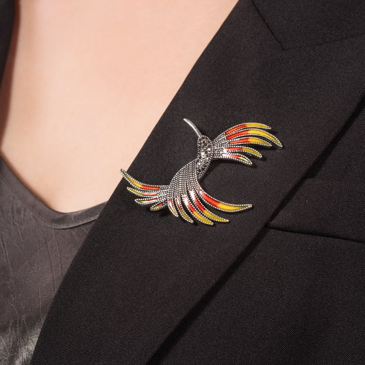Humming Bird Brooch Pin Enameled Jewelry