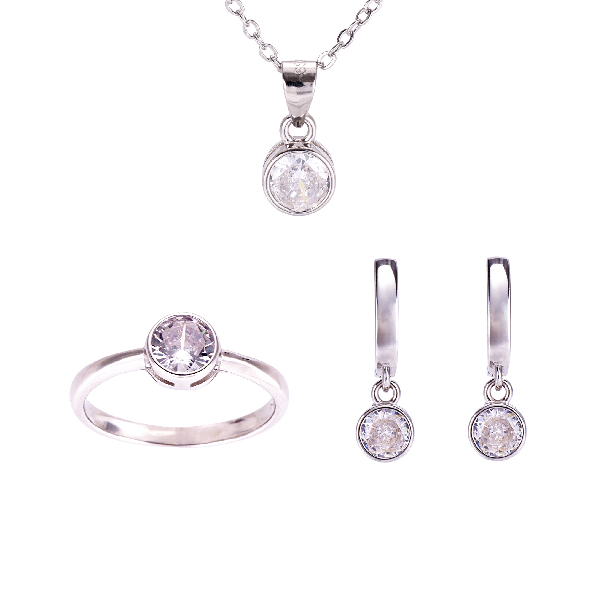 Dainty 4 piece Solitaire Set- Sterling Silver