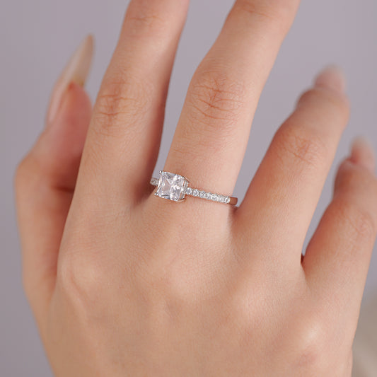 Solitaire Ring in Sterling Silver and Sparkling Princess CZ