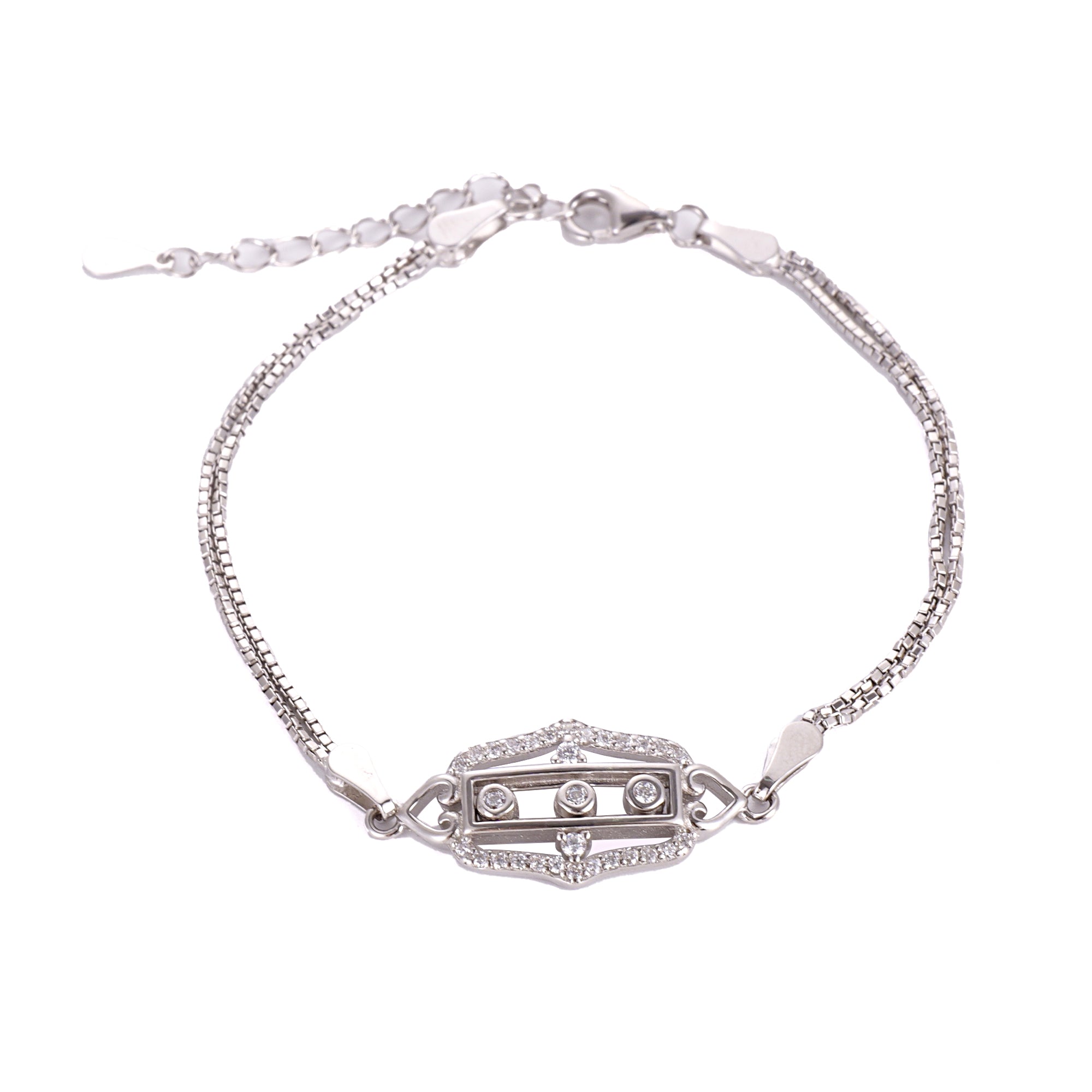 Elegant Sliding CZ Stone Sterling Silver Bracelet – Perfect Gift for Any Occasion