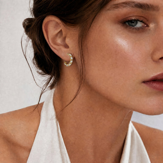 Gold Star Hoop Earrings – CZ Star-Set Hoop Earrings for Women