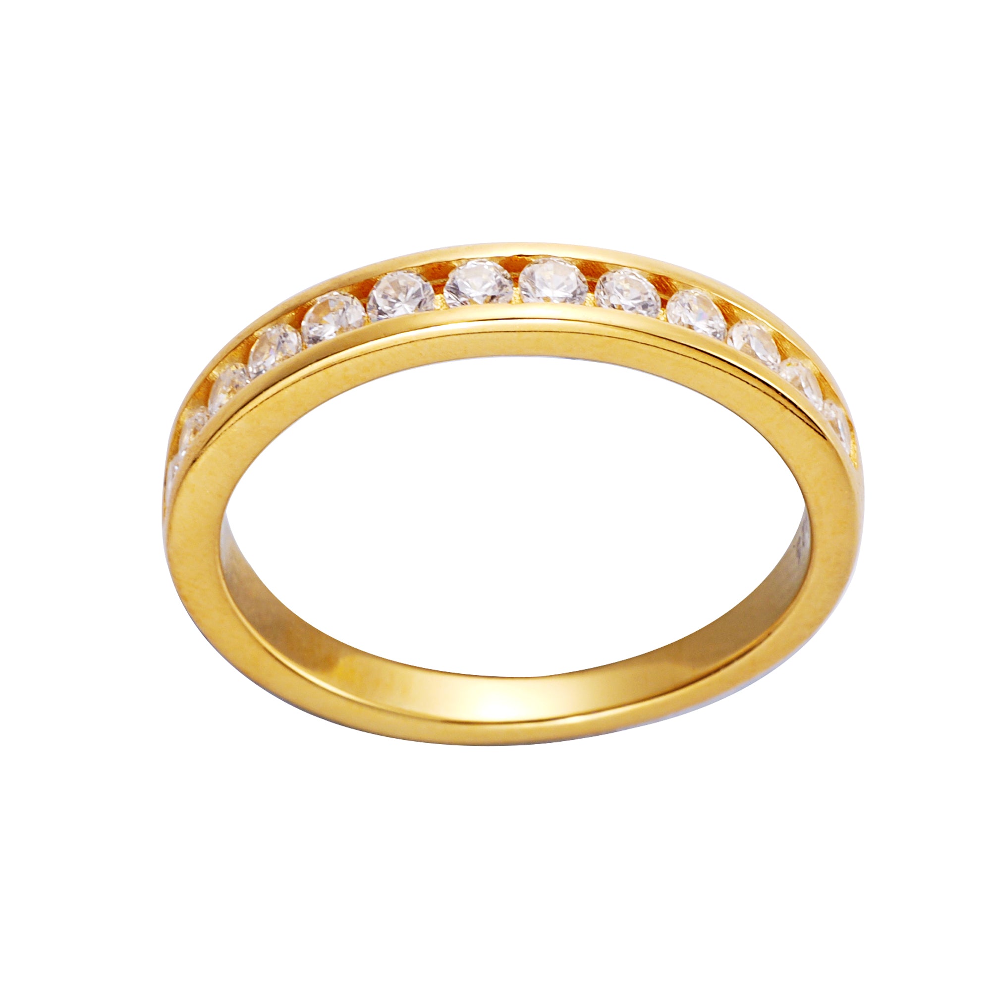 Band Ring & Channel Set- Gold plated Sterling Silver