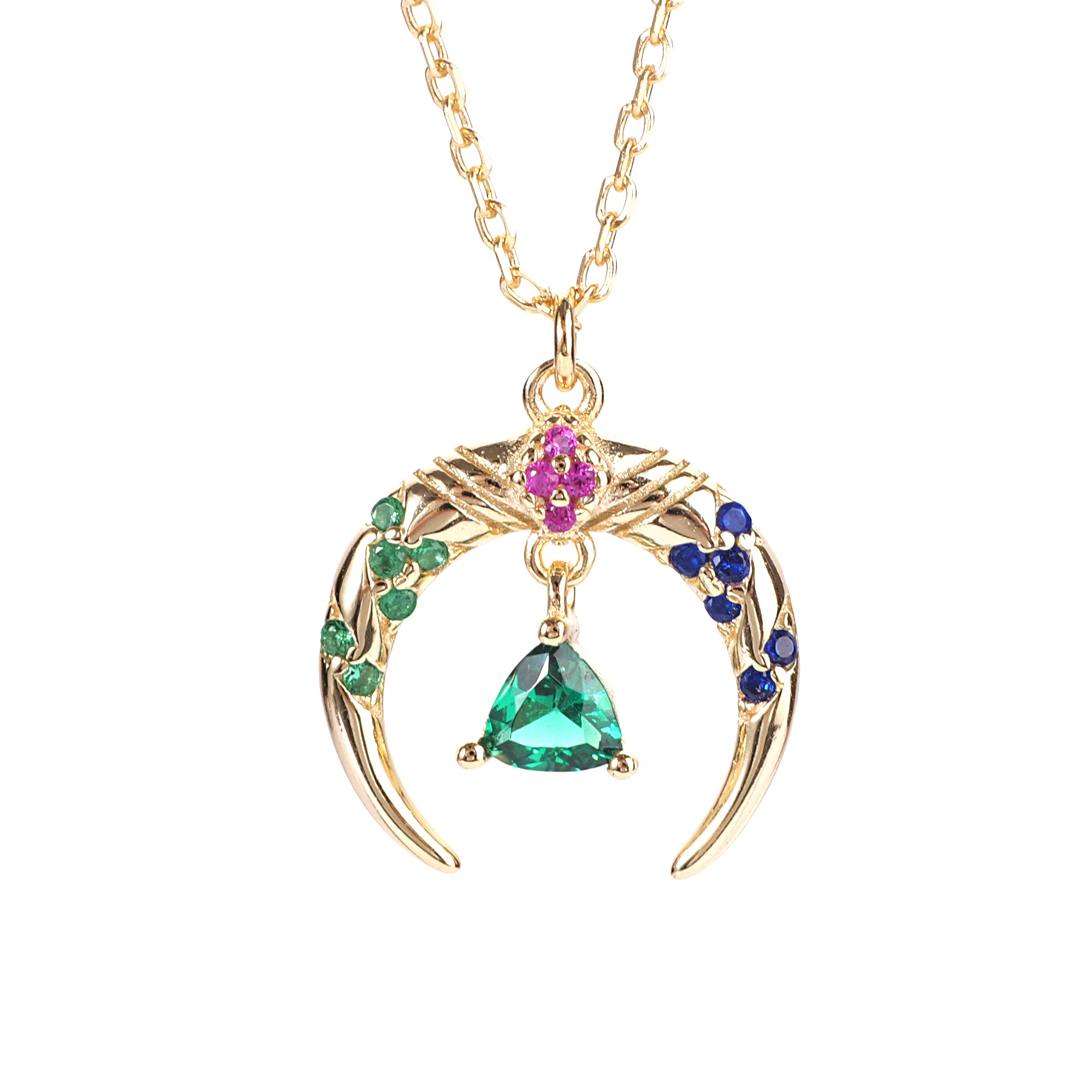 Crescent Moon Pendant Necklace- Sterling Silver
