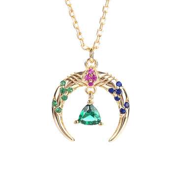 Crescent Moon Pendant Necklace- Sterling Silver