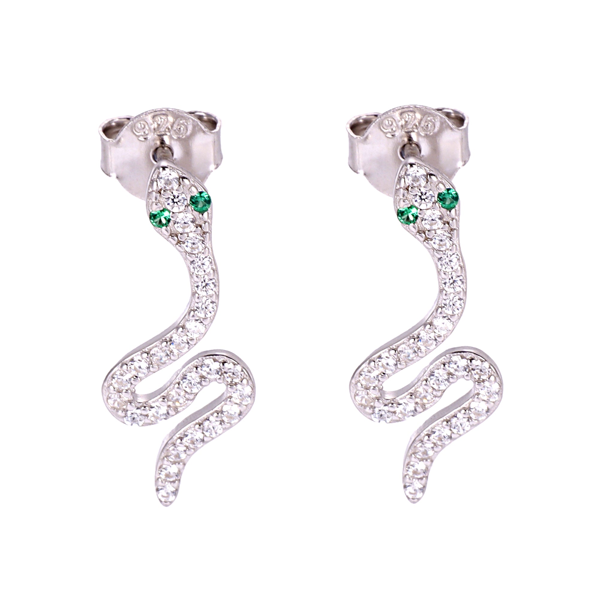 Dainty Snake Earring in Sterling Silver and Sparkling CZ
