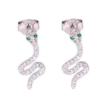 Dainty Snake Earring in Sterling Silver and Sparkling CZ