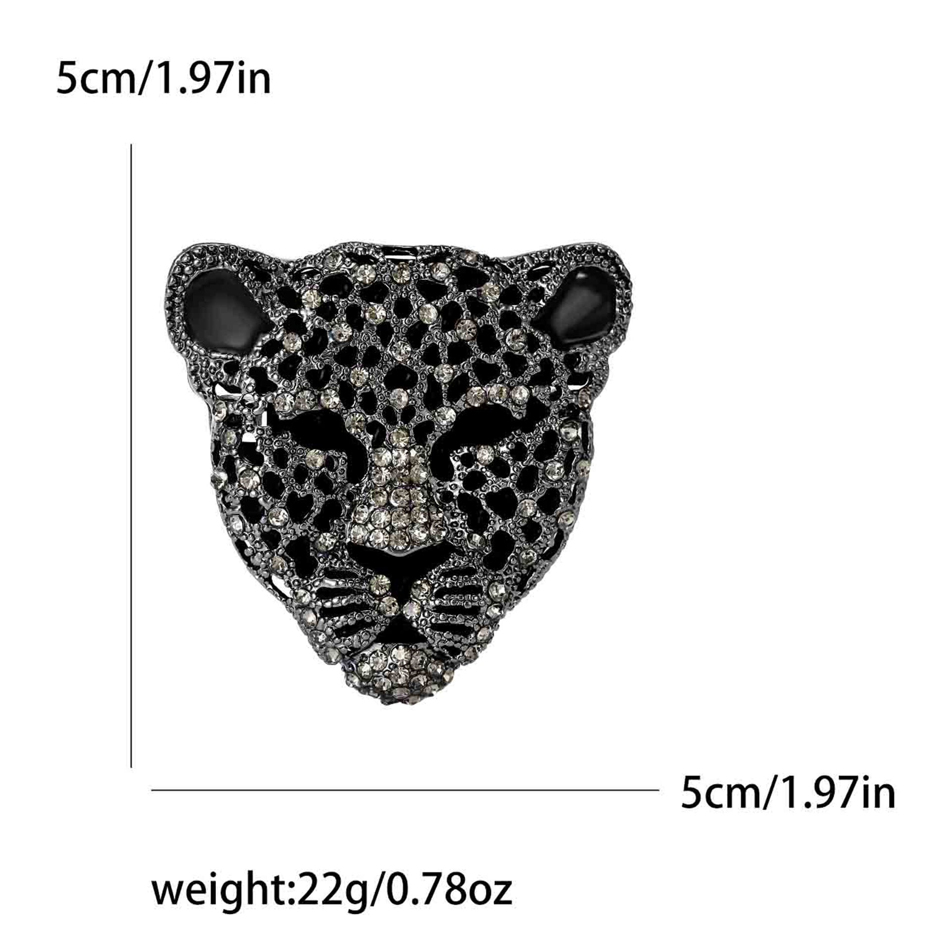 Black panther head-shaped object with measurements and weight on a white background