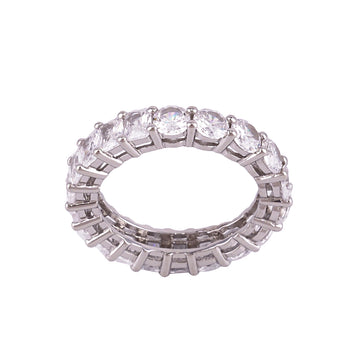 Half and Half Eternity Band Ring- Sterling Silver
