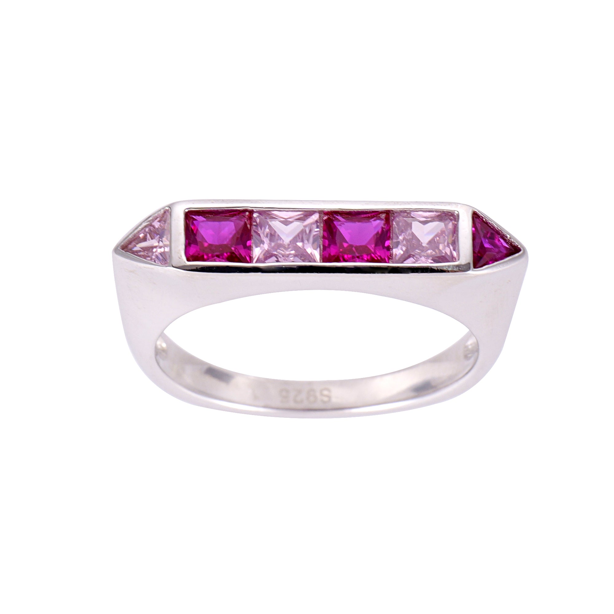Pink Sapphire Art Deco Ring- Sterling Silver