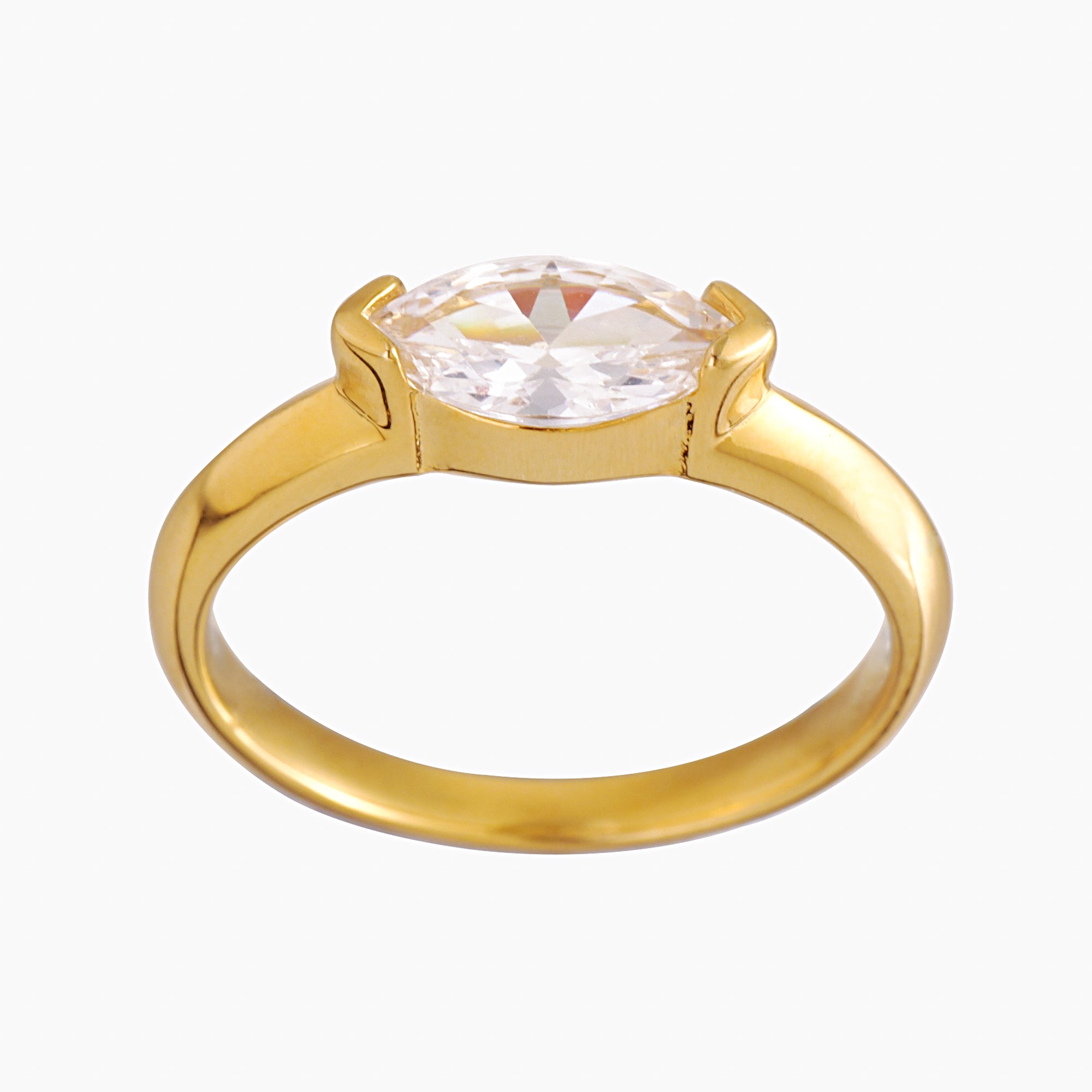 Oval Solitaire Ring- Gold plated Sterling Silver