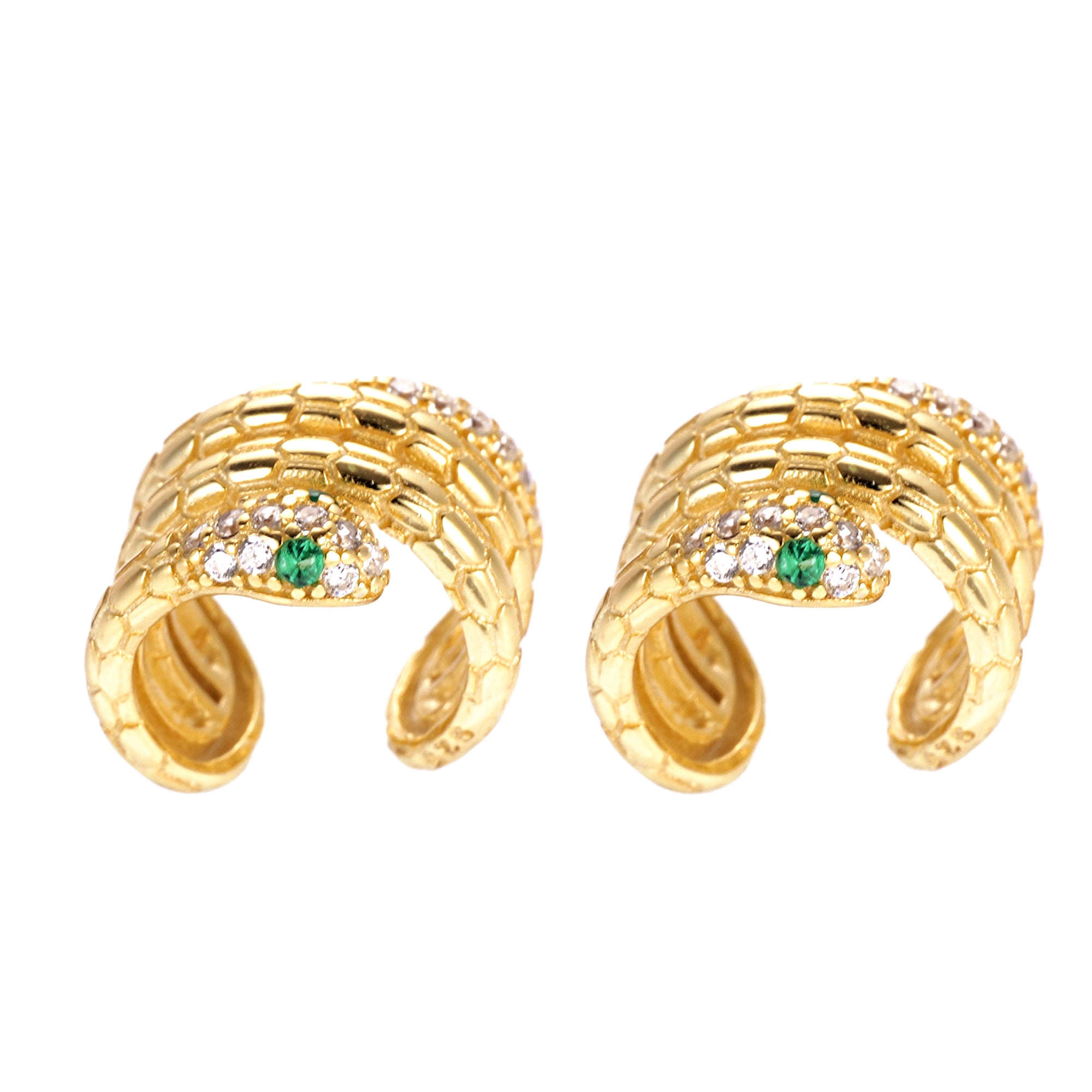 Dainty Snake Ear cuff Earring in Sterling Silver and Sparkling CZ