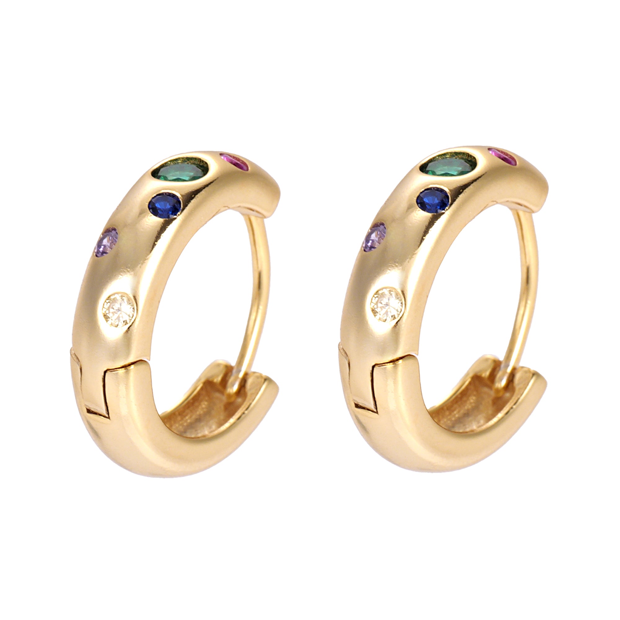 Dainty Bezel Set Huggie Hoop Earrings in Sterling Silver and Sparkling CZ