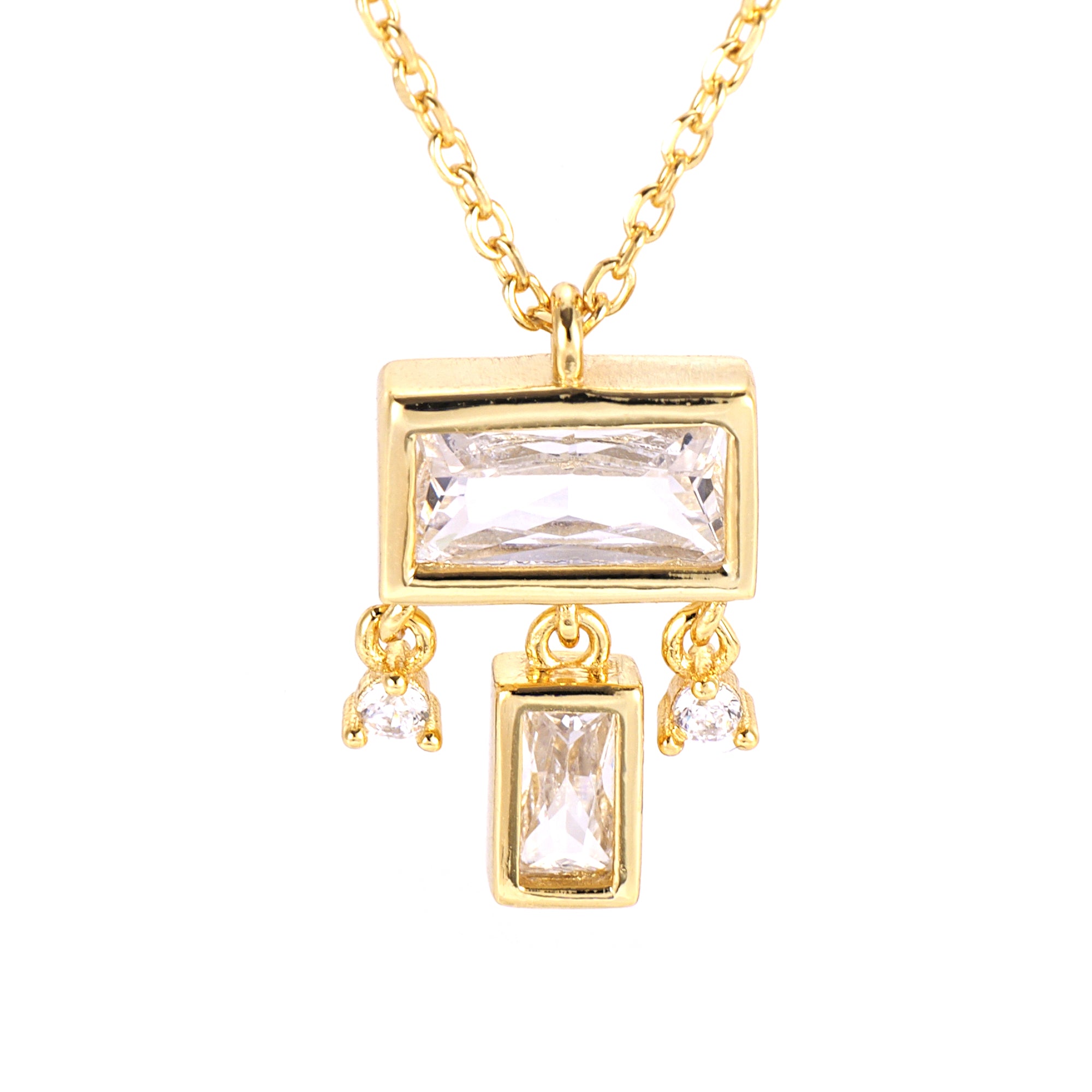 Sterling Silver Dainty Dangle Pendant Necklace with Sparkling CZ Stone – Ideal Gift for Her