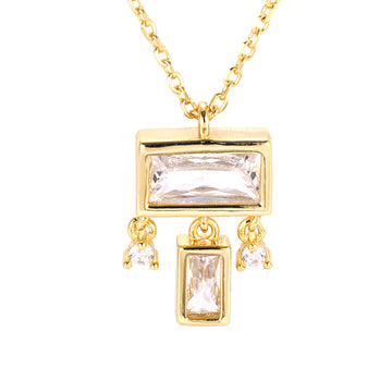 Sterling Silver Dainty Dangle Pendant Necklace with Sparkling CZ Stone – Ideal Gift for Her