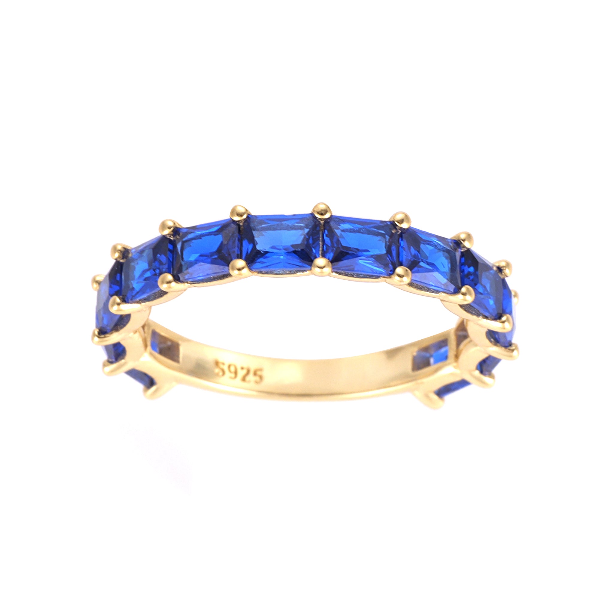 7 Stone Sapphire Band Ring- Sterling Silver