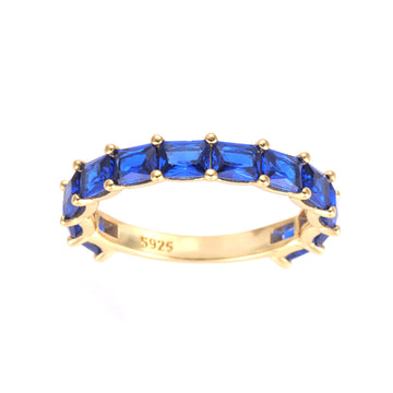 7 Stone Sapphire Band Ring- Sterling Silver
