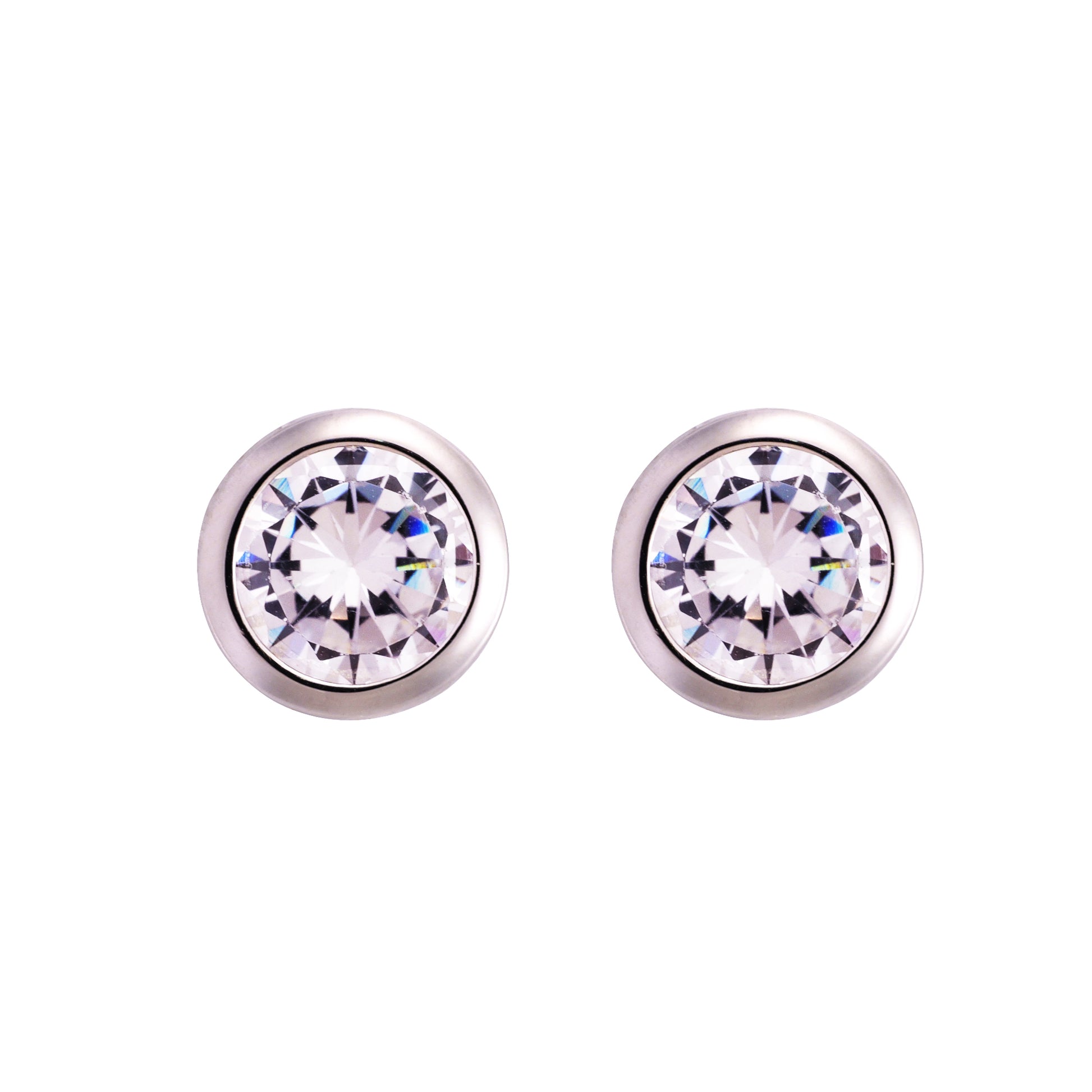 2.5 carat round CZ solitaire stud earrings in yellow gold