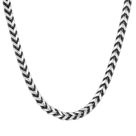 24-inch men's wheat chain necklace in polished surgical stainless steel
