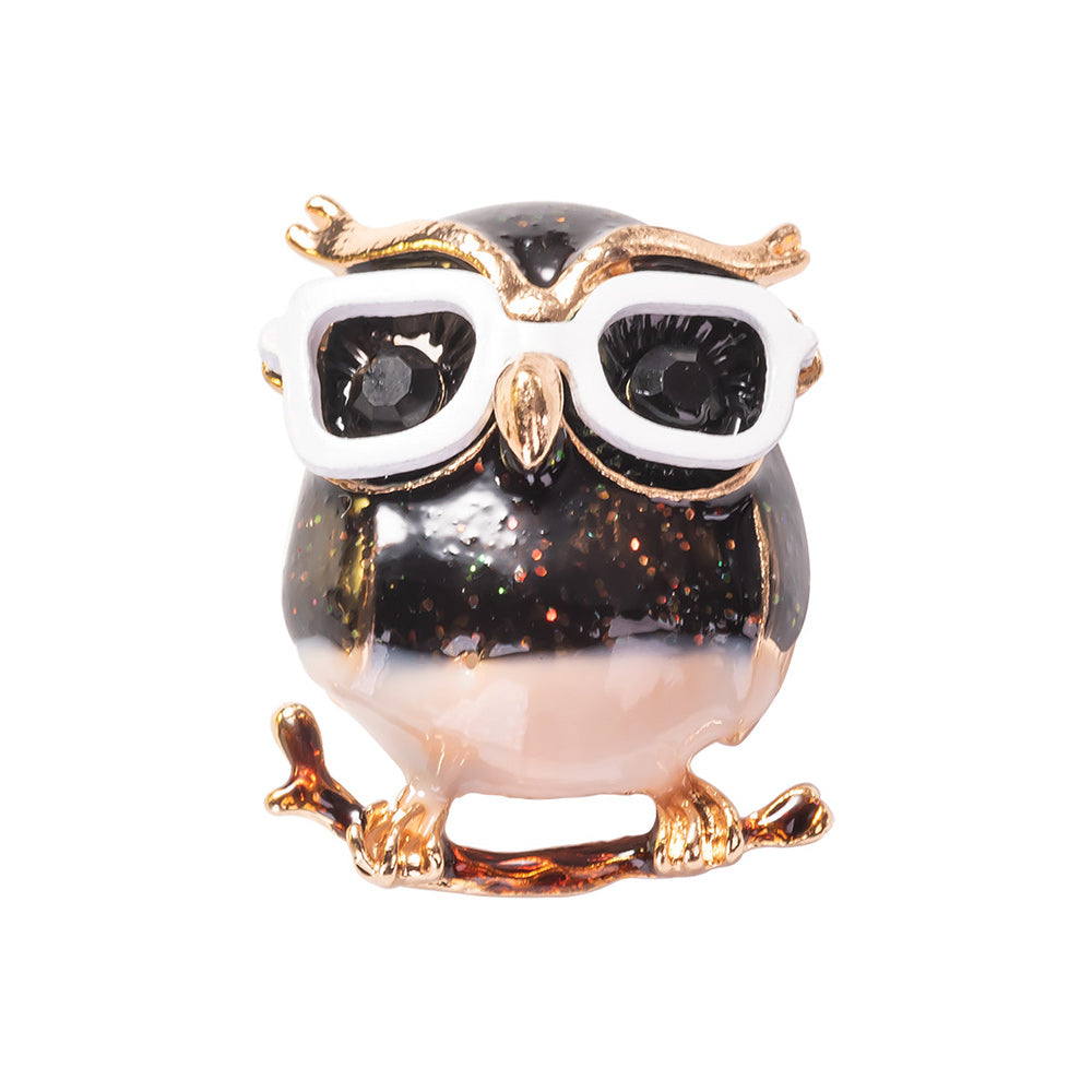 Cool Owl Brooch Pin Enameled Jewelry