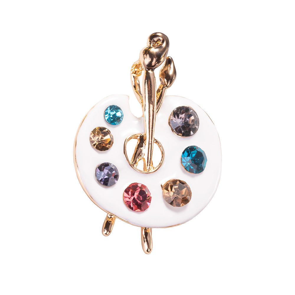 Paint Palette Brooch Pin and Necklace with Surgical Steel Chain 20 inch