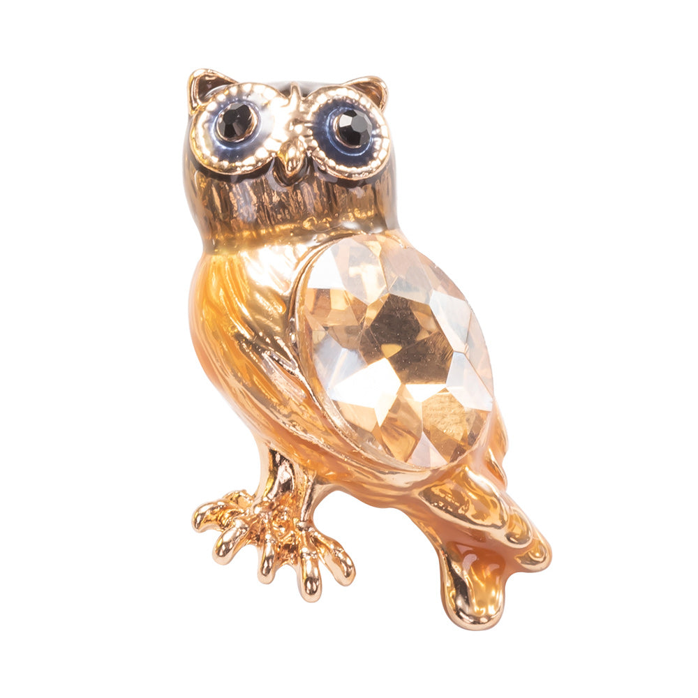 Champagne Owl Brooch Pin crystal Jewlery