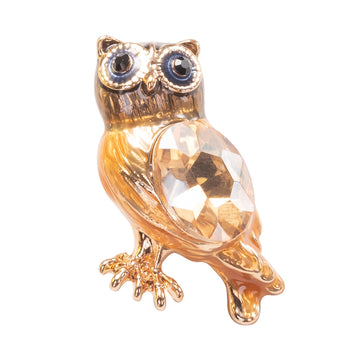 Champagne Owl Brooch Pin crystal Jewlery