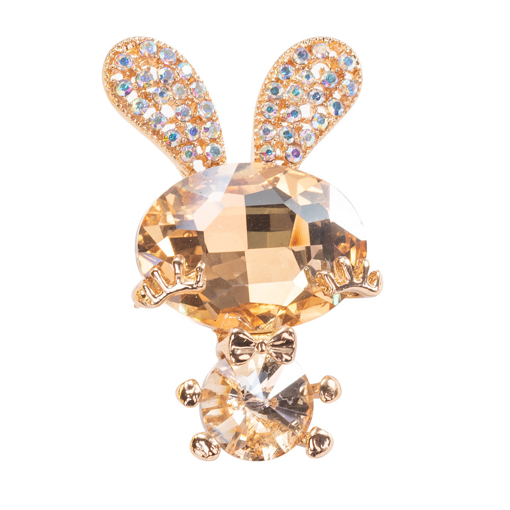 Bunny Brooch Pin Jewelry with Crystals