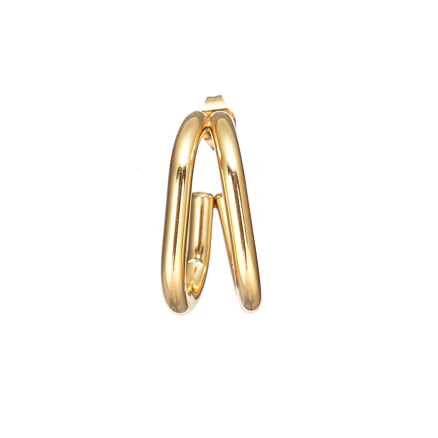 Double Hoop Earring in Stainless Steel 24mm in IP Yellow Gold