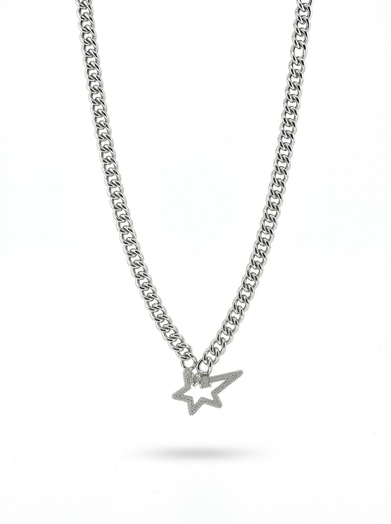 Diamond Pave Star Carabiner Charm Necklace