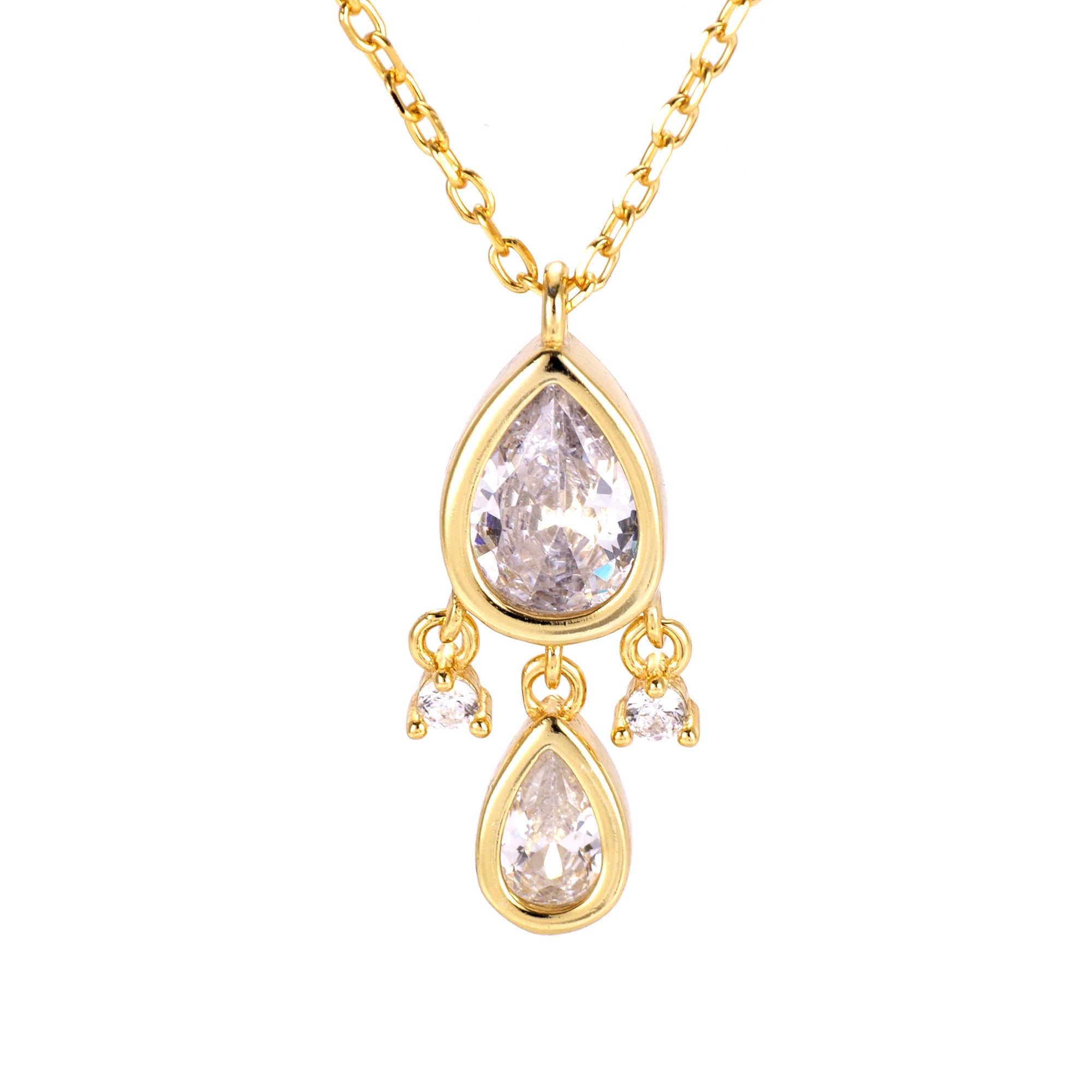 Elegant Dainty Dangling Pendant Necklace with Sparkling Pear CZ – Perfect Gift for Any Occasion