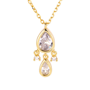 Elegant Dainty Dangling Pendant Necklace with Sparkling Pear CZ – Perfect Gift for Any Occasion