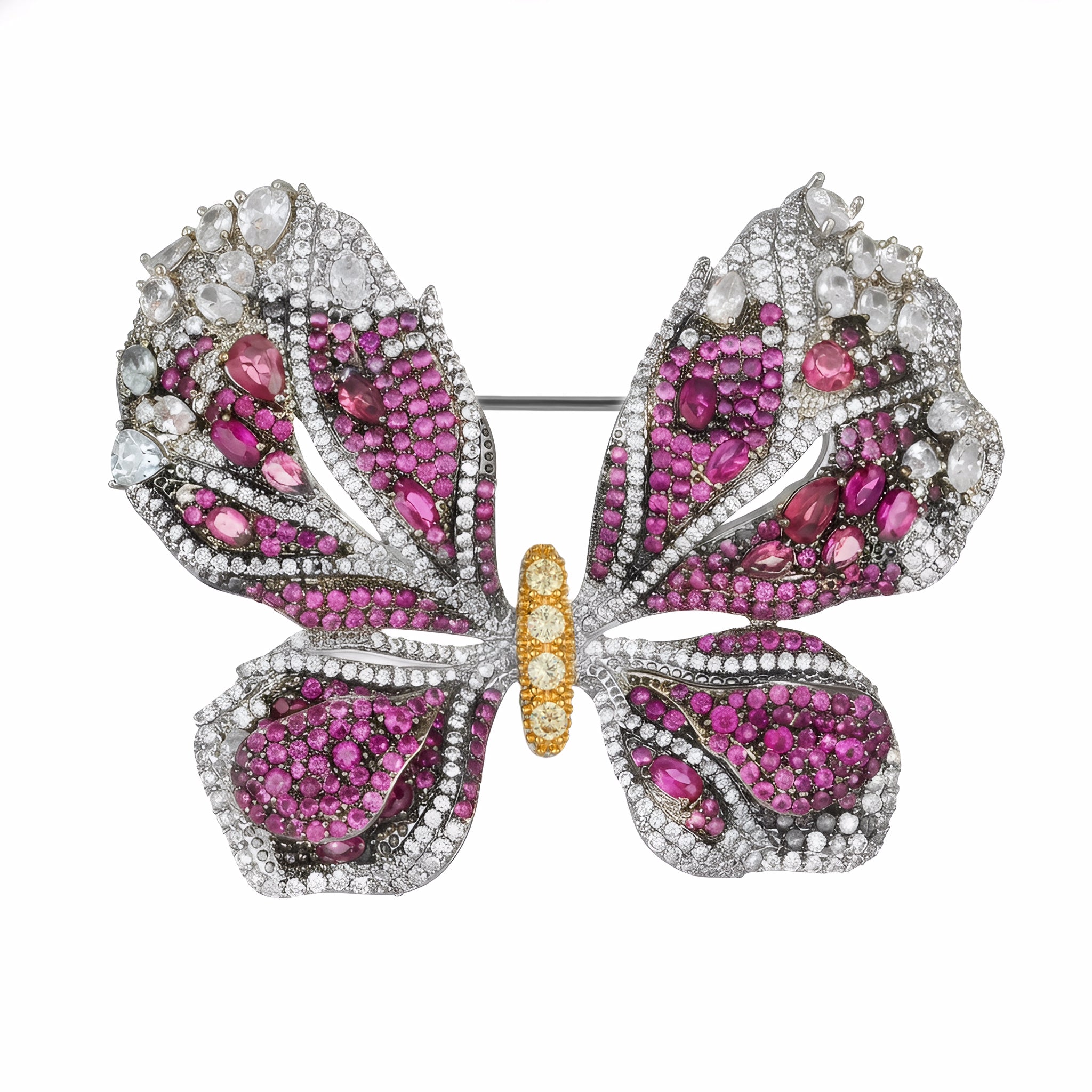 Luxury Butterfly Brooch with Full Pave CZ — Statement Lapel Pin for Women | Emerald, Sapphire & Ruby