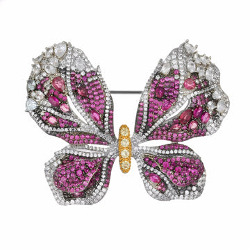 Luxury Butterfly Brooch with Full Pave CZ — Statement Lapel Pin for Women | Emerald, Sapphire & Ruby