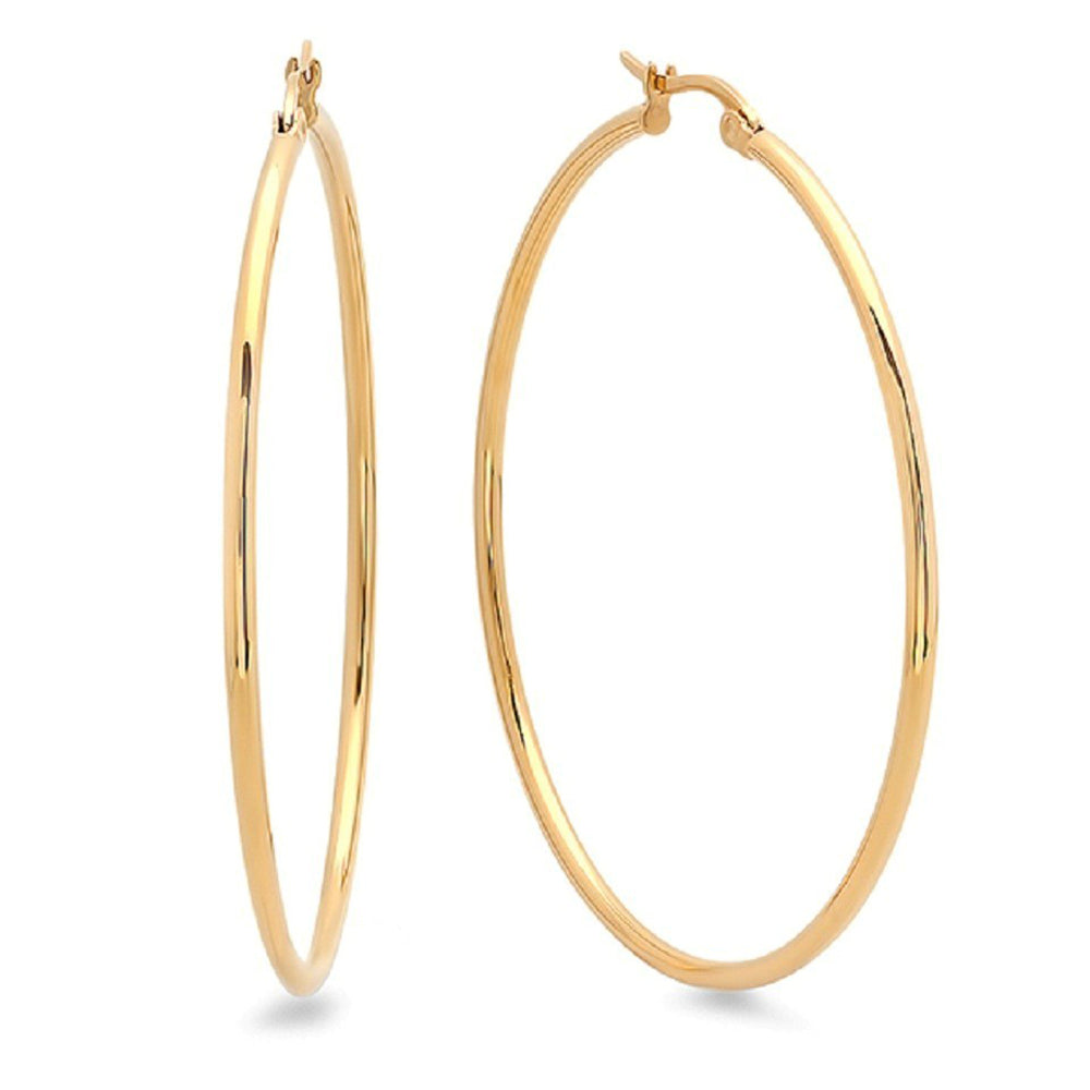 WATER RESISTANT Stainless Steel 18K Gold IP Hoop Earrings 30 MM