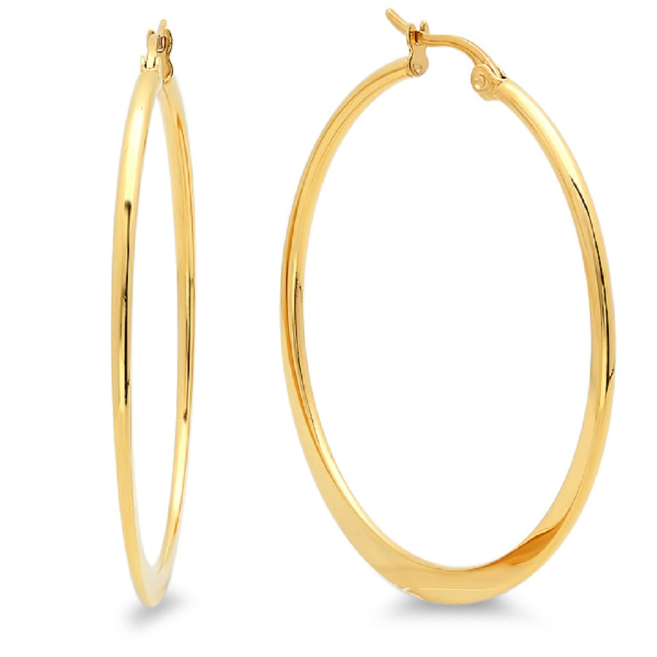 WATER RESISTANT Stainless Steel 18K Gold IP Hoop Earrings 40 MM