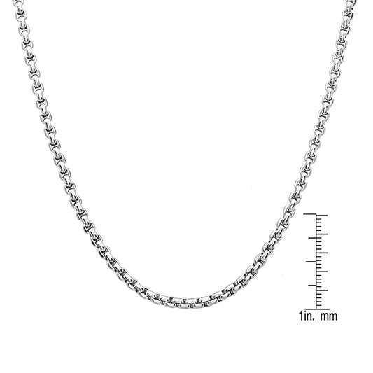 ROBUST Mens Stainless Steel Round Box Chain Necklace 24 inch