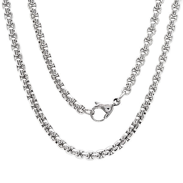 ROBUST Mens Stainless Steel Round Box Chain Necklace 24 inch