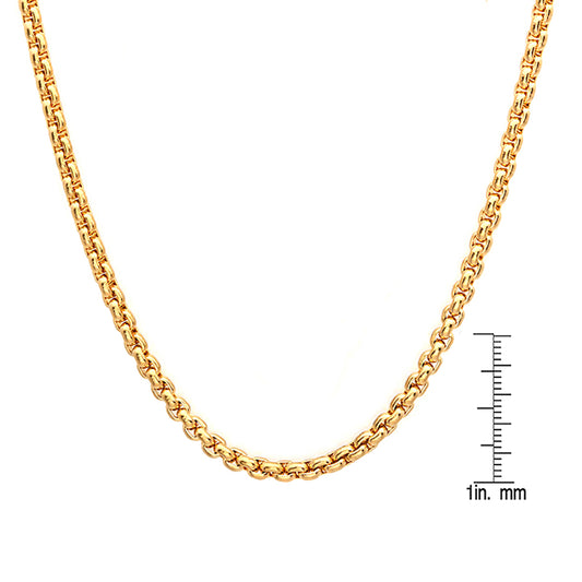 ROBUST Mens 18K Gold IP Stainless Steel Round Box Chain Necklace 24 inch