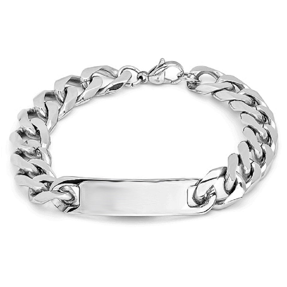 Robust Men's Water Resistant Stainless Steel Cuban Chain Bracelet 8.5 inch