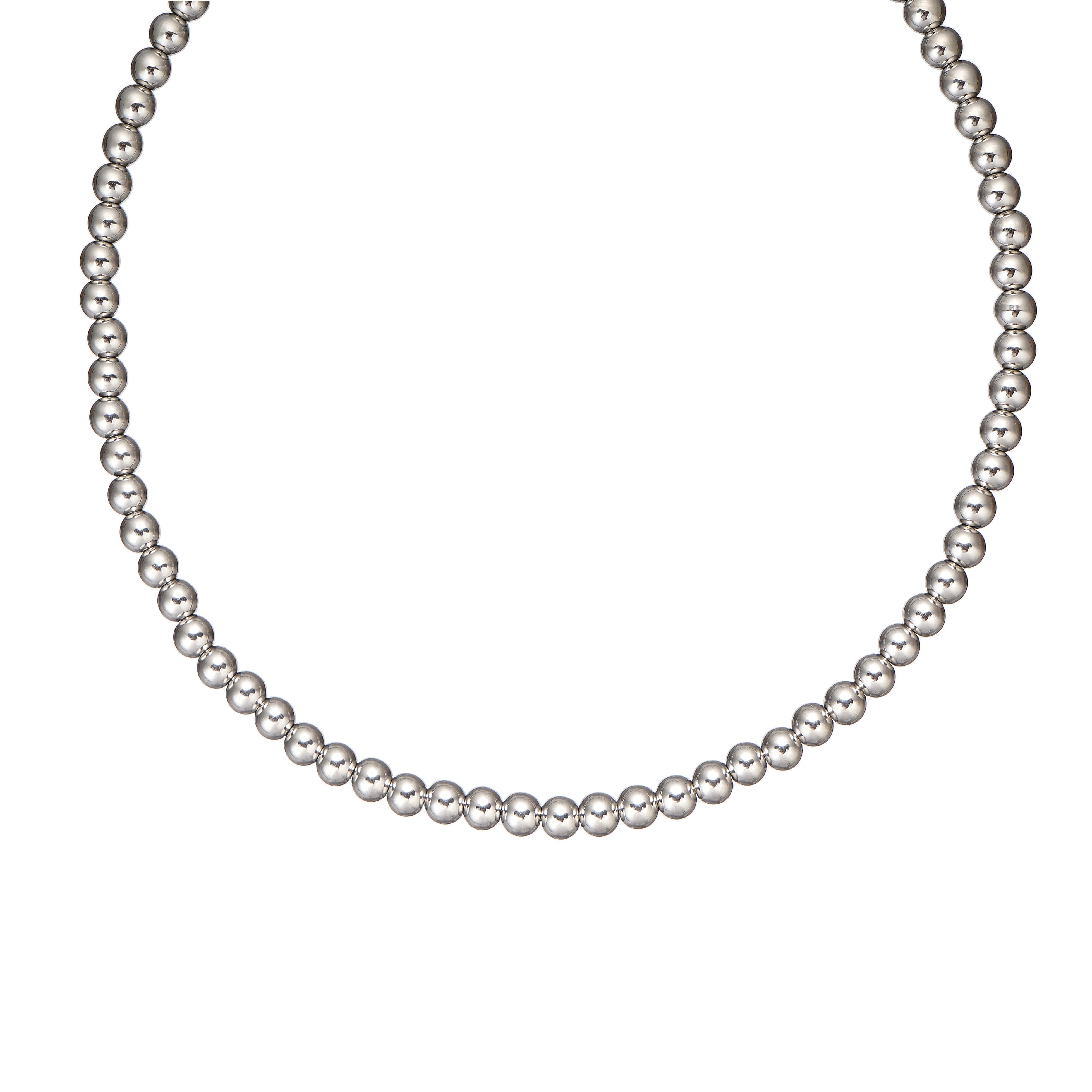 6mm 316 Stainless Steel Bead Necklace 18 inch with 2 inch extender
