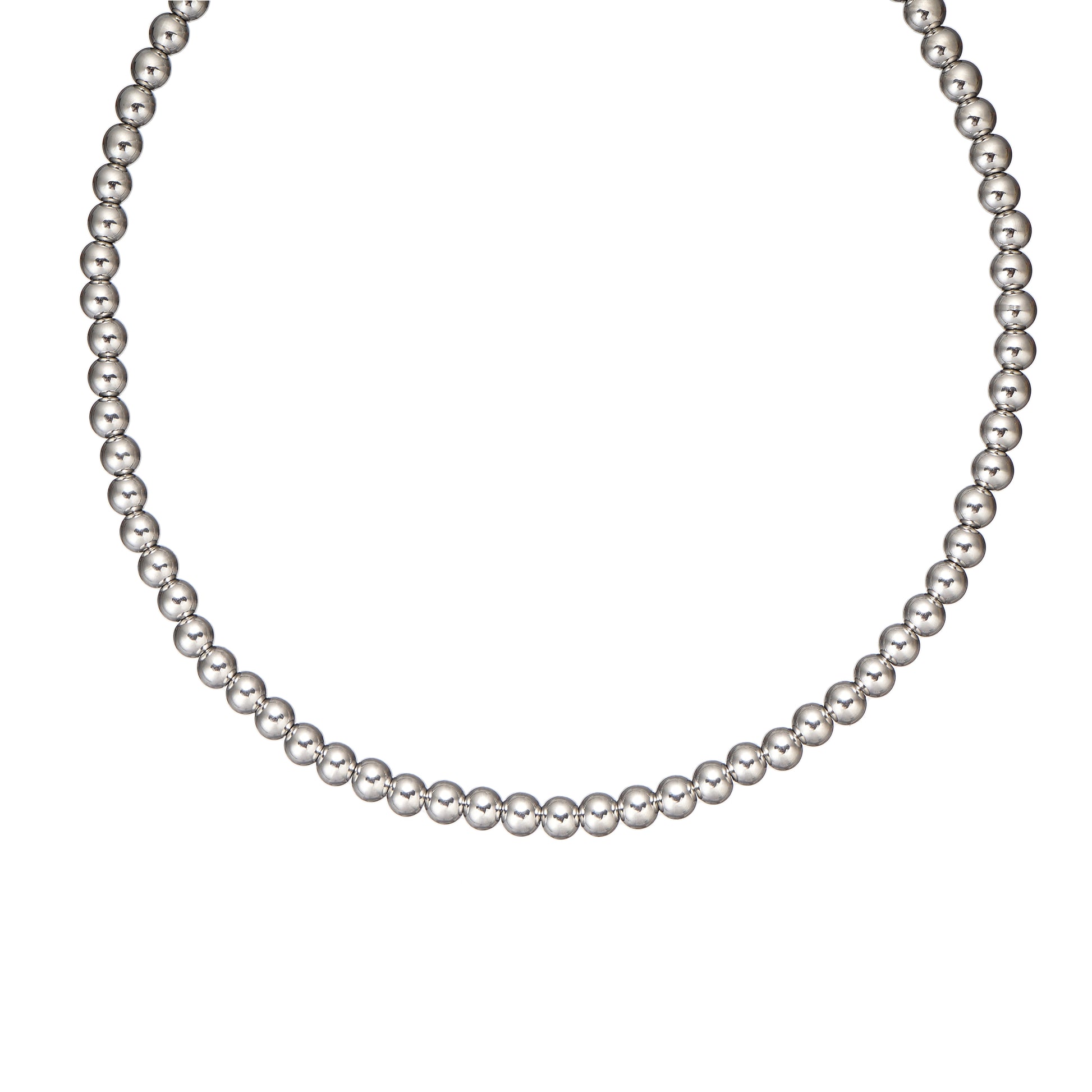 6mm 316 Stainless Steel Bead Necklace 18 inch with 2 inch extender