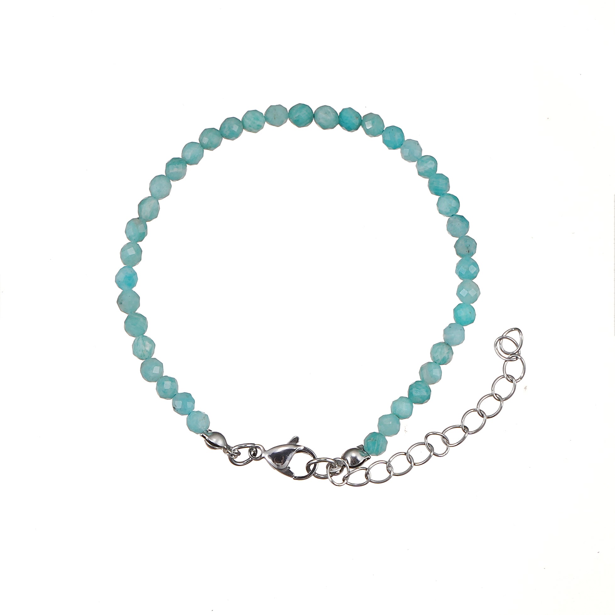6mm Amazonite Diamond Cut Natural Gemstone Bead Bracelet 7inch with 2 inch extender