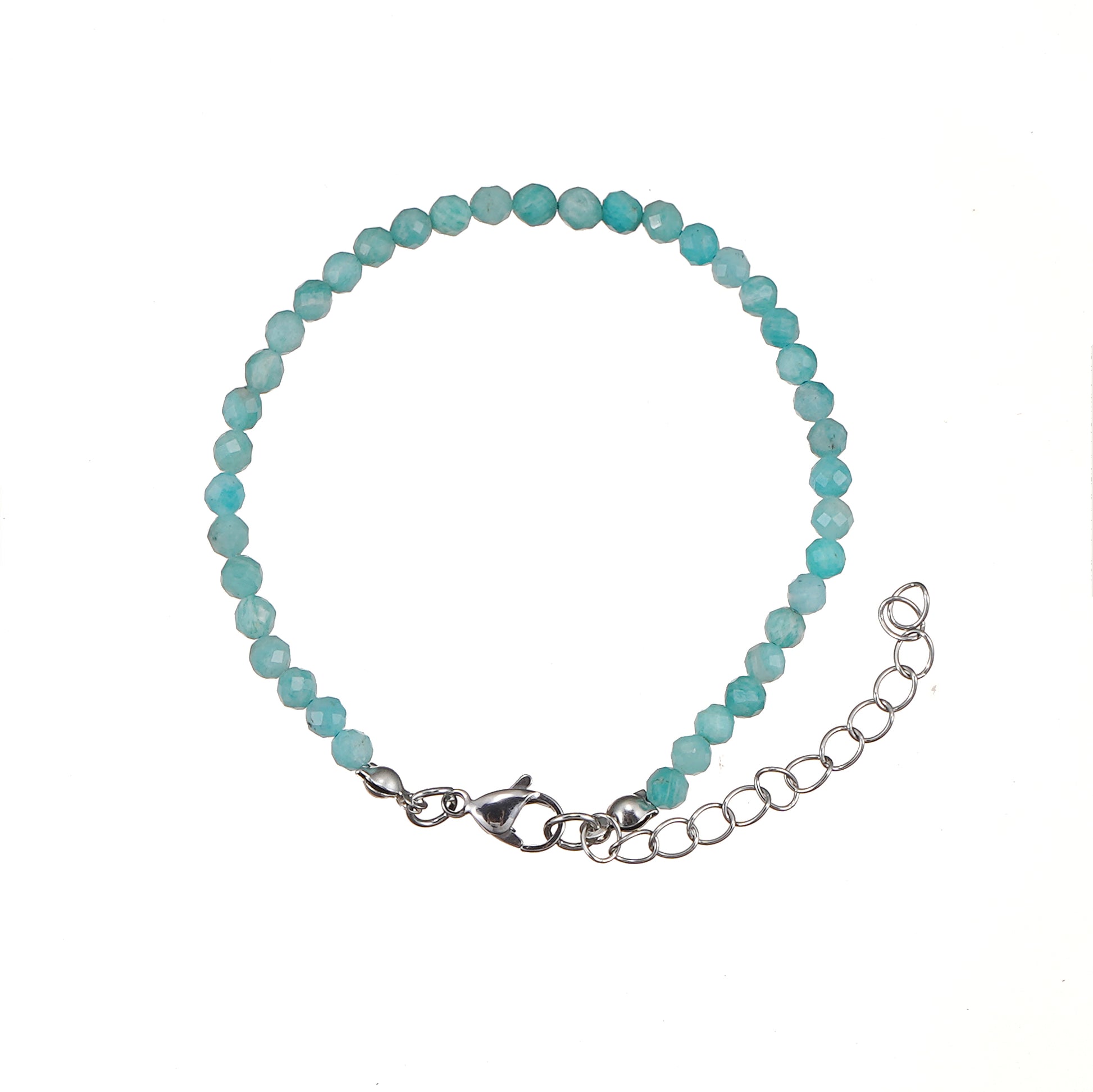 6mm Amazonite Diamond Cut Natural Gemstone Bead Bracelet 7inch with 2 inch extender