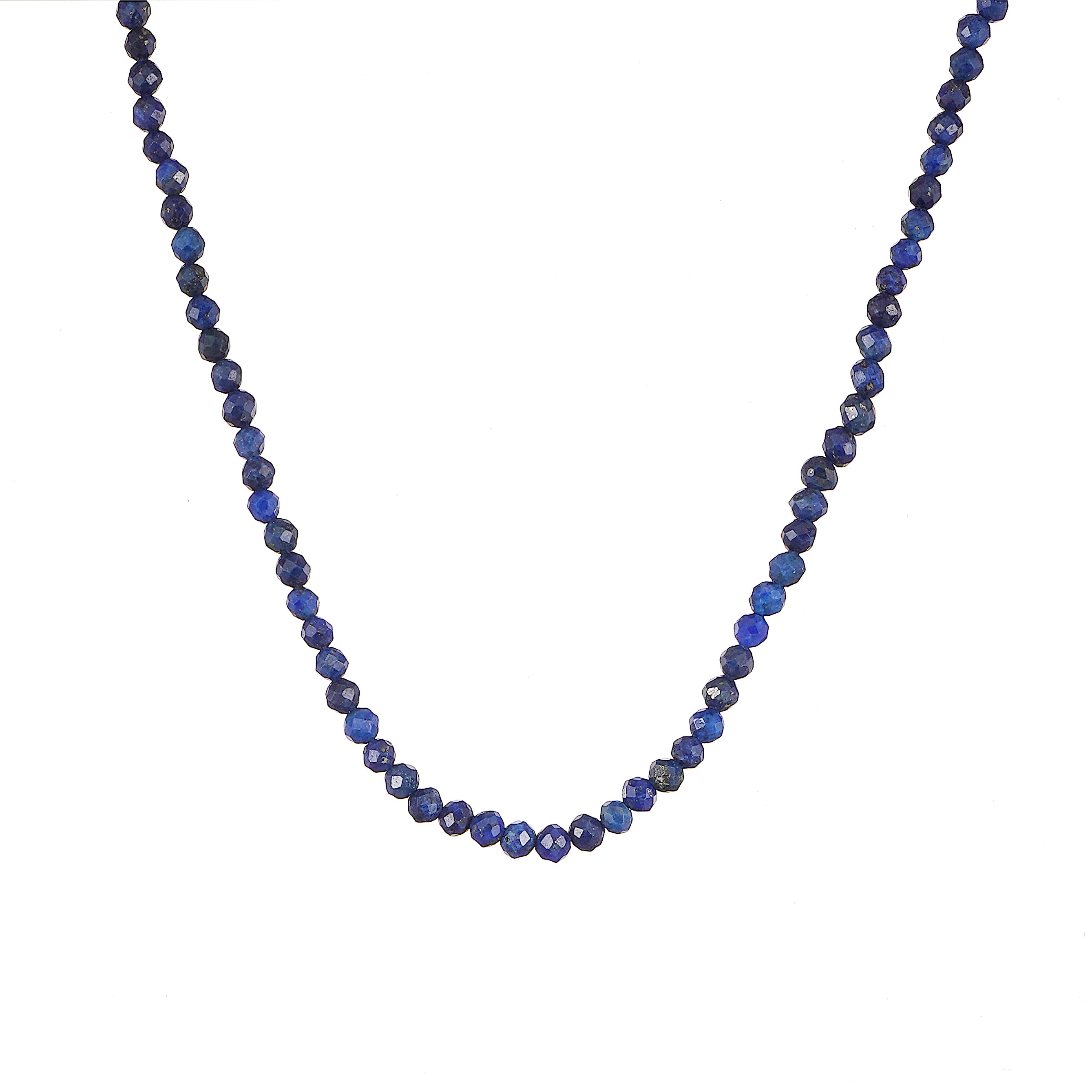 6mm Lapis diamond cut natural Gemstone bead Necklace 18 inch with 2 inch extender
