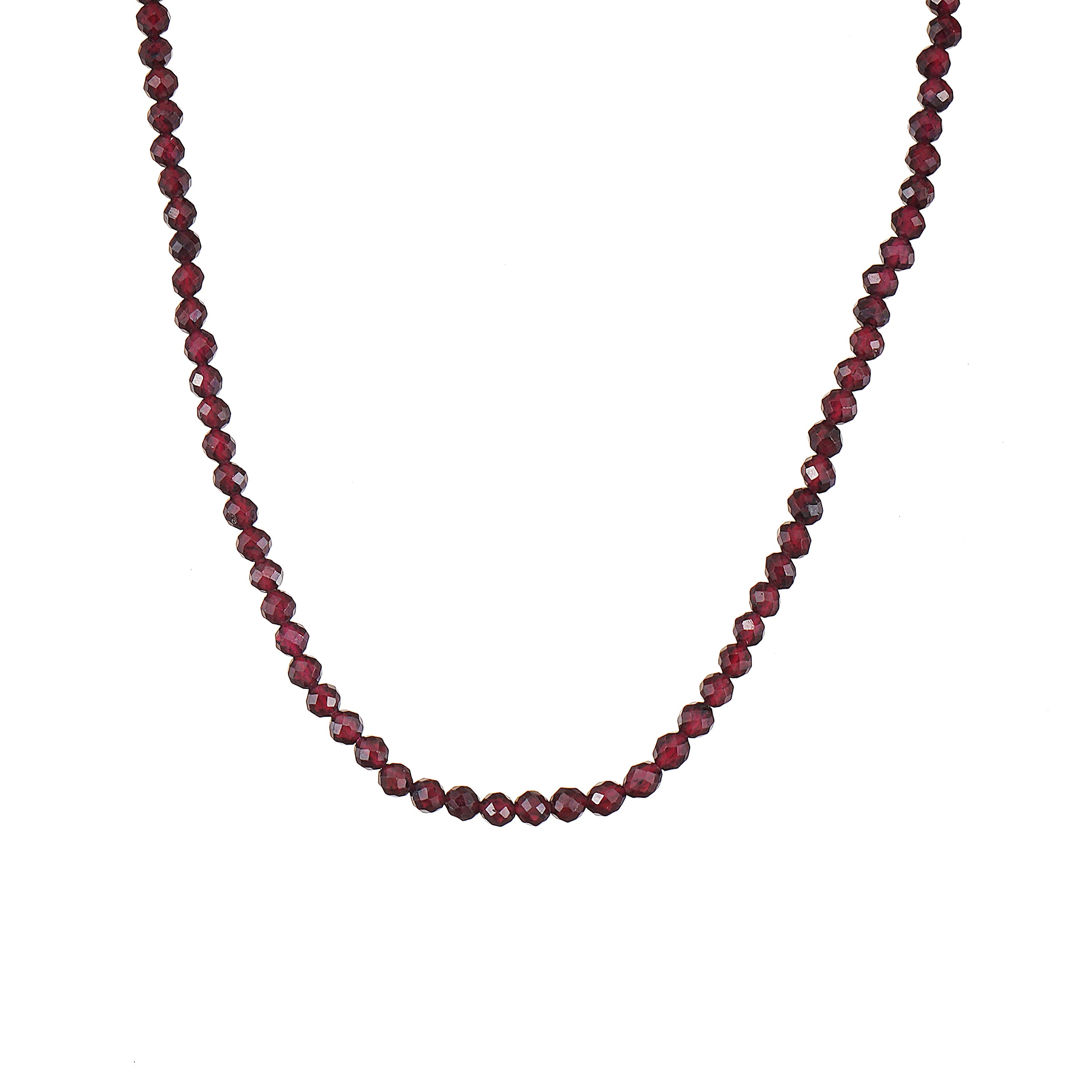 6mm Red Garnet diamond cut natural Gemstone bead Necklace 18 inch with 2 inch extender