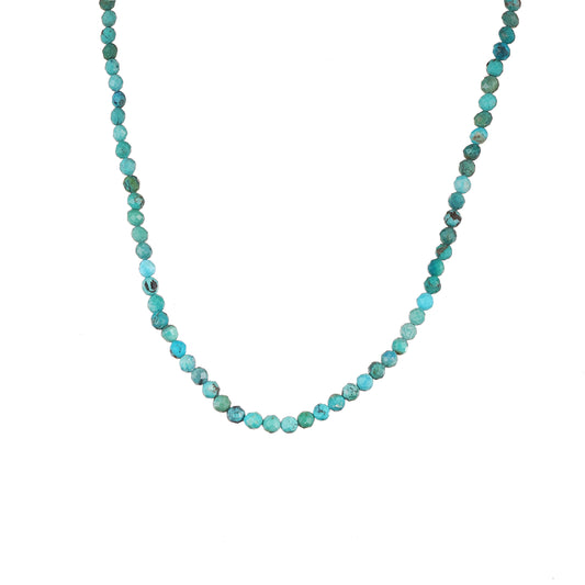 6mm Turquoise diamond cut natural Gemstone bead Necklace 18 inch with 2 inch extender