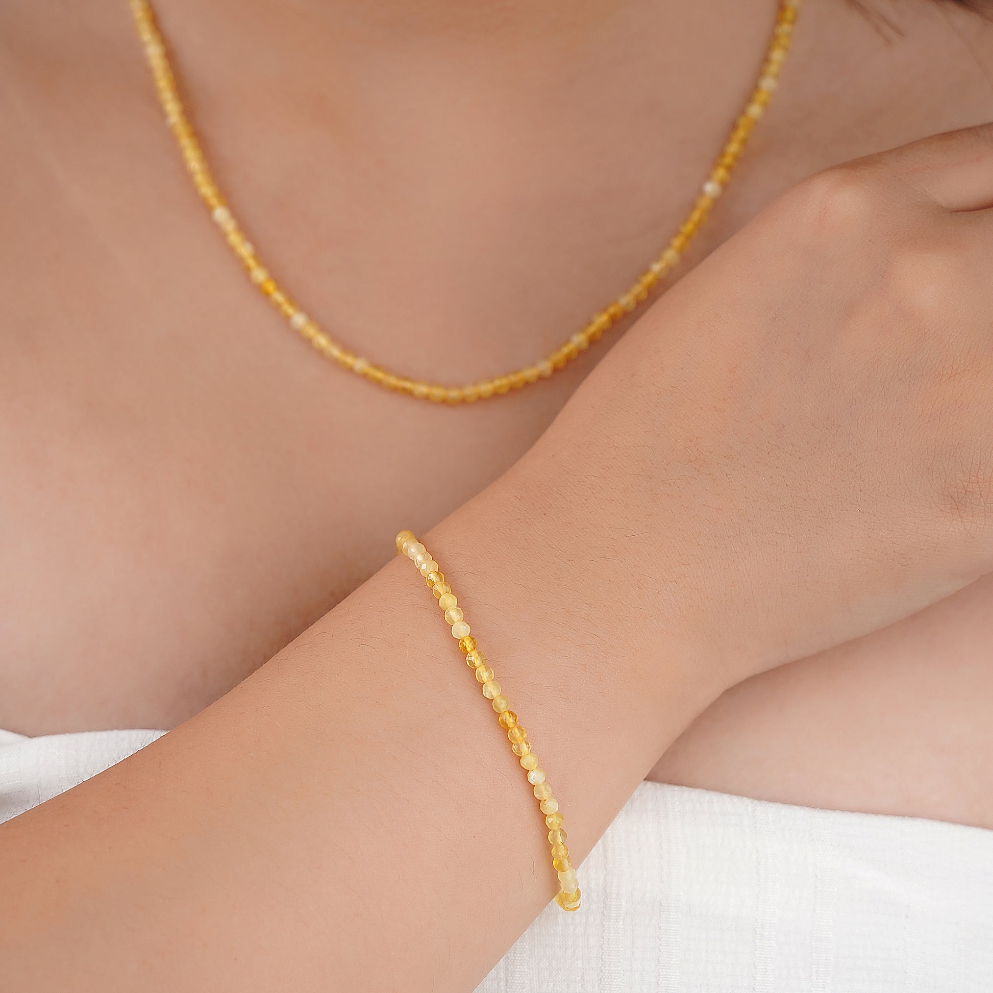 6mm Yellow Opal diamond cut natural Gemstone bead bracelet 7 inch with 2 inch extender