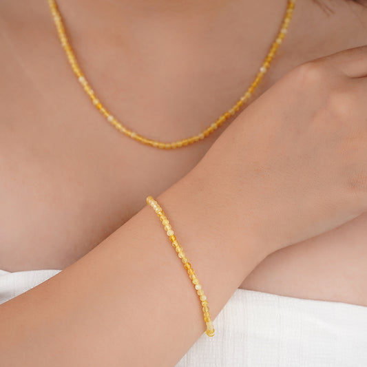 6mm Yellow Opal diamond cut natural Gemstone bead bracelet 7 inch with 2 inch extender
